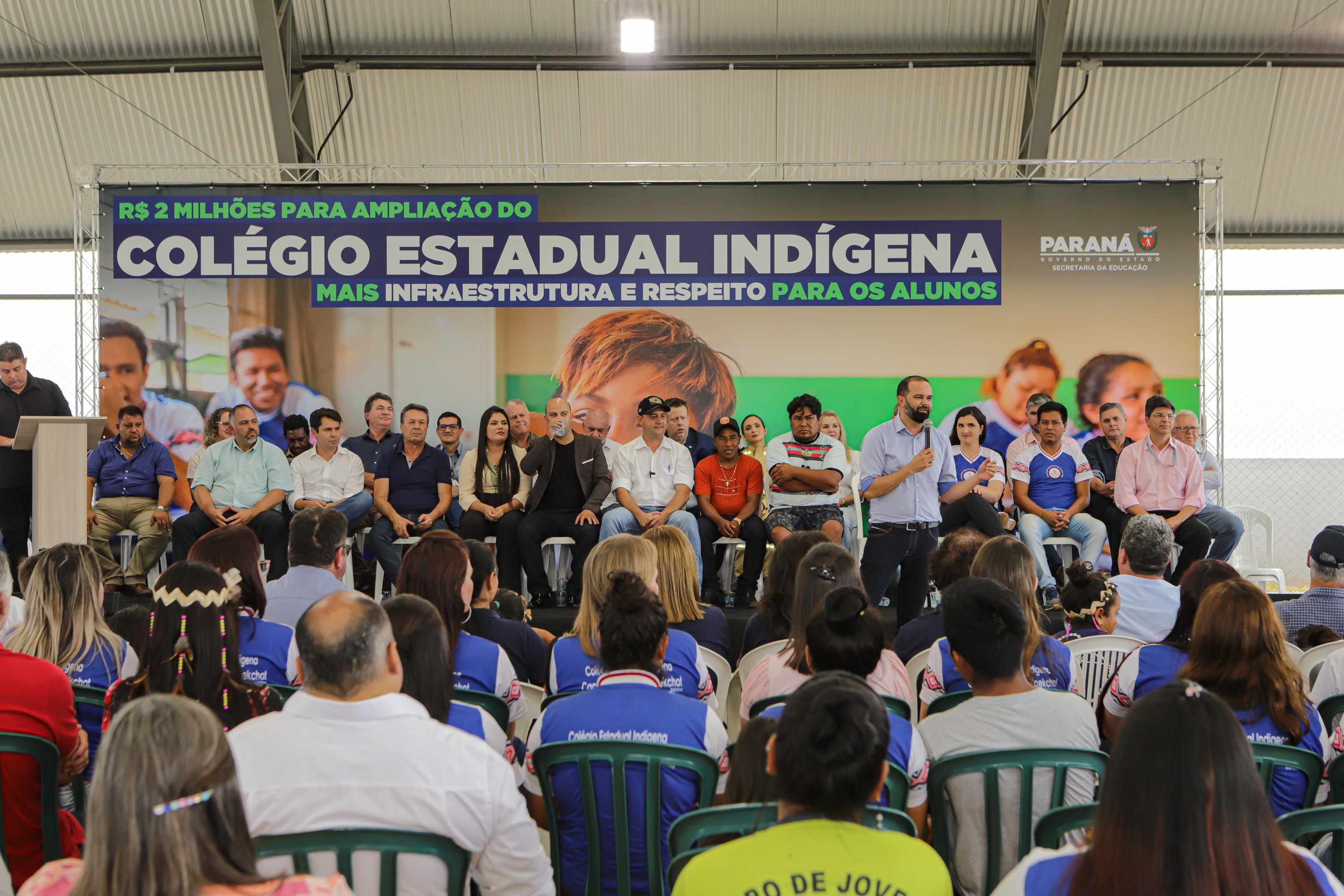 Manoel Ribas, 02 de fevereiro do 2023 - O governador Carlos Massa Ratinho Junior entregou na manhã desta quinta-feira as obras de ampliação no Colégio Estadual Indígena Cacique Gregório Kaekchot, na terra indigina Ivaí.