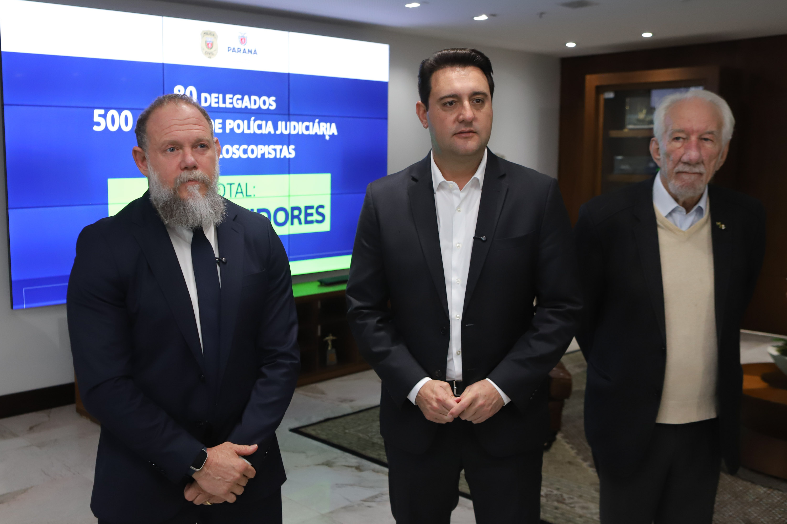 Ratinho Junior anuncia contratação de 620 policiais para reforçar o quadro da Polícia Civil Foto: Ari Dias/AEN