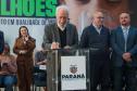 O governador em exercício Darci Piana e o presidente da Sanepar, Wilson Bley, anunciam nesta terça-feira (02) um pacote de investimento em saneamento rural e urbano e distribuição de água, além da conclusão de obras emblemáticas do setor.