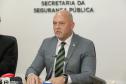 Entrevista coletiva na Secretaria Estadual de Segurança Pública (Sesp). Com a palavra o secretário estadual da Segurança Pública, Hudson Teixeira.