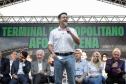 São José dos Pinhais, 20 de agosto de 2024 - O governador Carlos Massa Ratinho Junior inaugura o Terminal Metropolitano de São José dos Pinhais e assina a ordem de serviço para pavimentação da estrada que liga Mandirituba e São José dos Pinhais