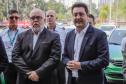 Curitiba, 23 de setembro de 2024 - O governador Carlos Massa Ratinho Junior realiza a entrega de veículos destinados ao serviço de transporte de órgãos.