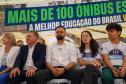 O governador Calos Massa Ratinho Junior iniciou nesta segunda-feira (10) a entrega dos 209 novos ônibus escolares adquiridos para uso no programa Caminho da Escola.