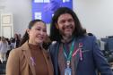 A primeira-dama Luciana Saito Massa, a secretária Leandre Dal Ponte e o secretário Coronel Hudson Teixeira participam nesta sexta-feira (29), de evento Agosto Lilás, no Salão de Atos do Palácio Iguaçu. Foto: Geraldo Bubniak/AEN