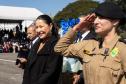 São José dos Pinhais, 11 de agosto de 2025 - A primeira dama do Paraná, Luciana Saito Massa, participa da formatura de Sargentos na Academia do Guatupê.