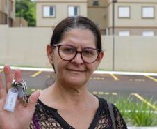 Casa Fácil Paraná ajudou quase 32 mil famílias a realizarem o sonho da casa própria.Na foto Ofélia Mussi Sanchez.