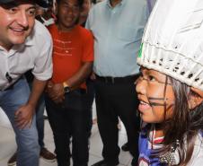 Manoel Ribas, 02 de fevereiro do 2023 - O governador Carlos Massa Ratinho Junior entregou na manhã desta quinta-feira as obras de ampliação no Colégio Estadual Indígena Cacique Gregório Kaekchot, na terra indigina Ivaí.