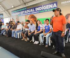 Manoel Ribas, 02 de fevereiro do 2023 - O governador Carlos Massa Ratinho Junior entregou na manhã desta quinta-feira as obras de ampliação no Colégio Estadual Indígena Cacique Gregório Kaekchot, na terra indigina Ivaí.
