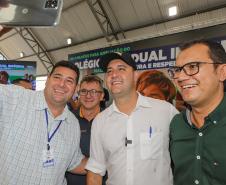 Manoel Ribas, 02 de fevereiro do 2023 - O governador Carlos Massa Ratinho Junior entregou na manhã desta quinta-feira as obras de ampliação no Colégio Estadual Indígena Cacique Gregório Kaekchot, na terra indigina Ivaí.