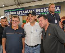 Manoel Ribas, 02 de fevereiro do 2023 - O governador Carlos Massa Ratinho Junior entregou na manhã desta quinta-feira as obras de ampliação no Colégio Estadual Indígena Cacique Gregório Kaekchot, na terra indigina Ivaí.