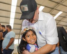 Manoel Ribas, 02 de fevereiro do 2023 - O governador Carlos Massa Ratinho Junior entregou na manhã desta quinta-feira as obras de ampliação no Colégio Estadual Indígena Cacique Gregório Kaekchot, na terra indigina Ivaí.