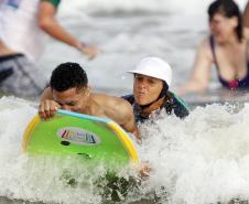 Verão Maior Paraná - Praia Brava de Guaratuba Federação Paranaense de Bodyboarding, do Instituto Guaramar e da prefeitura de Guaratuba, promoveram um evento com PCD - pessoas com deficiência, de pratica do esporte Bodyboarding.