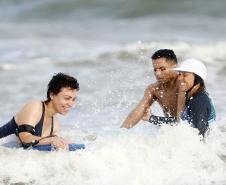 Verão Maior Paraná - Praia Brava de Guaratuba Federação Paranaense de Bodyboarding, do Instituto Guaramar e da prefeitura de Guaratuba, promoveram um evento com PCD - pessoas com deficiência, de pratica do esporte Bodyboarding.