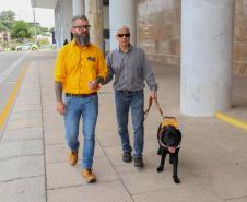 Conheça Rock e Roberto Leite, cão-guia e servidor cego que vão trabalhar no Governo do Paraná