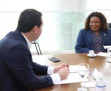 Governador Carlos Massa Ratinhos Junior recebe a Ministra da Cultura Margareth Menezes