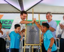 O governador Carlos Massa Ratinho Junior inaugura a Escola de Educação Especial de Nova Laranjeiras, na região Centro-Sul do Paraná.