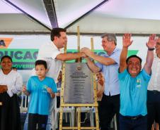 O governador Carlos Massa Ratinho Junior inaugura a Escola de Educação Especial de Nova Laranjeiras, na região Centro-Sul do Paraná.