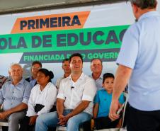 O governador Carlos Massa Ratinho Junior inaugura a Escola de Educação Especial de Nova Laranjeiras, na região Centro-Sul do Paraná.