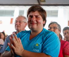 O governador Carlos Massa Ratinho Junior inaugura a Escola de Educação Especial de Nova Laranjeiras, na região Centro-Sul do Paraná.