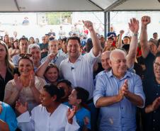 O governador Carlos Massa Ratinho Junior inaugura a Escola de Educação Especial de Nova Laranjeiras, na região Centro-Sul do Paraná.