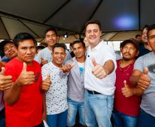 O governador Carlos Massa Ratinho Junior inaugura a Escola de Educação Especial de Nova Laranjeiras, na região Centro-Sul do Paraná.