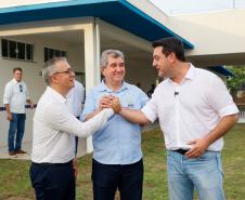 O governador Carlos Massa Ratinho Junior inaugura a Escola de Educação Especial de Nova Laranjeiras, na região Centro-Sul do Paraná.