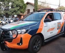 Governador em exercício Darci Piana acompanha a saída dos caminhões que levam as doações para o Rio Grande do Sul.