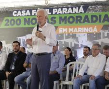 O governador em exercício Darci Piana participou nesta sexta-feira (10) da inauguração do Residencial Maragogi, em Maringá. O empreendimento da P3 Engenharia conta com 200 apartamentos, dos quais 138 contaram com aportes do Governo do Estado para subsídio do valor de entrada às famílias compradoras por meio do programa Casa Fácil Paraná