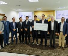 O governador Carlos Massa Ratinho Junior participou da inauguração da Maltaria Campos Gerais, localizada em Ponta Grossa.