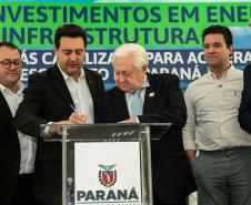 Curitiba, 24 de junho de 2024 - Governador Carlos Massa Ratinho Junior anunciou investimentos de R$ 505 milhões em energia e infraestrutura de gás canalizado para acelarar o crescimento do Paraná.