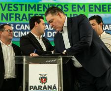 Curitiba, 24 de junho de 2024 - Governador Carlos Massa Ratinho Junior anunciou investimentos de R$ 505 milhões em energia e infraestrutura de gás canalizado para acelarar o crescimento do Paraná.