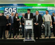 Curitiba, 24 de junho de 2024 - Governador Carlos Massa Ratinho Junior anunciou investimentos de R$ 505 milhões em energia e infraestrutura de gás canalizado para acelarar o crescimento do Paraná.