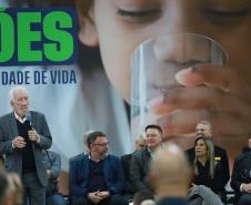 O governador em exercício Darci Piana e o presidente da Sanepar, Wilson Bley, anunciam nesta terça-feira (02) um pacote de investimento em saneamento rural e urbano e distribuição de água, além da conclusão de obras emblemáticas do setor.