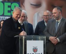 O governador em exercício Darci Piana e o presidente da Sanepar, Wilson Bley, anunciam nesta terça-feira (02) um pacote de investimento em saneamento rural e urbano e distribuição de água, além da conclusão de obras emblemáticas do setor.