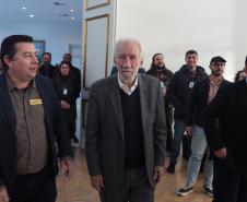 O governador em exercício Darci Piana e o presidente da Sanepar, Wilson Bley, anunciam nesta terça-feira (02) um pacote de investimento em saneamento rural e urbano e distribuição de água, além da conclusão de obras emblemáticas do setor.