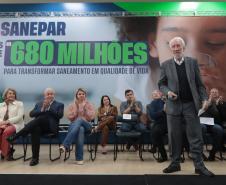 O governador em exercício Darci Piana e o presidente da Sanepar, Wilson Bley, anunciam nesta terça-feira (02) um pacote de investimento em saneamento rural e urbano e distribuição de água, além da conclusão de obras emblemáticas do setor.