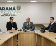 Entrevista coletiva na Secretaria Estadual de Segurança Pública (Sesp). Com a palavra o secretário estadual da Segurança Pública, Hudson Teixeira.