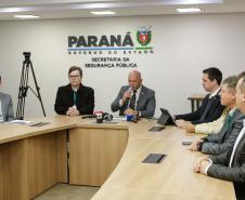 Curitiba, 12 de agosto de 2024 - Coletiva de imprensa na Secretaria Estadual de Segurançna Pública (Sesp) sobre a queda do avião em Vinhedos (SP).
