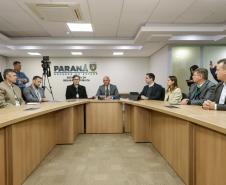 Entrevista coletiva na Secretaria Estadual de Segurança Pública (Sesp). Com a palavra o secretário estadual da Segurança Pública, Hudson Teixeira.
