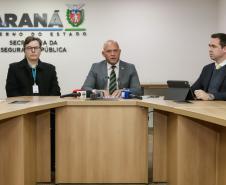 Curitiba, 12 de agosto de 2024 - Coletiva de imprensa na Secretaria Estadual de Segurançna Pública (Sesp) sobre a queda do avião em Vinhedos (SP).