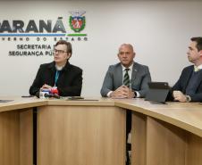 Entrevista coletiva na Secretaria Estadual de Segurança Pública (Sesp). Com a palavra o secretário estadual da Segurança Pública, Hudson Teixeira.