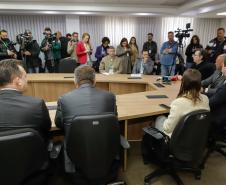 Entrevista coletiva na Secretaria Estadual de Segurança Pública (Sesp). Com a palavra o secretário estadual da Segurança Pública, Hudson Teixeira.