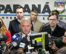 Curitiba, 12 de agosto de 2024 - Coletiva de imprensa na Secretaria Estadual de Segurançna Pública (Sesp) sobre a queda do avião em Vinhedos (SP).