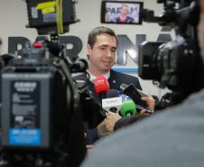 Entrevista coletiva na Secretaria Estadual de Segurança Pública (Sesp). Com a palavra o secretário estadual da Segurança Pública, Hudson Teixeira.