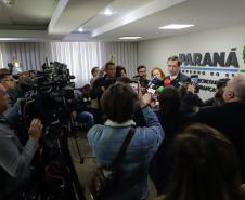 Curitiba, 12 de agosto de 2024 - Coletiva de imprensa na Secretaria Estadual de Segurançna Pública (Sesp) sobre a queda do avião em Vinhedos (SP).