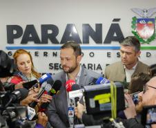Entrevista coletiva na Secretaria Estadual de Segurança Pública (Sesp). Com a palavra o secretário estadual da Segurança Pública, Hudson Teixeira.