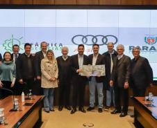 Curitiba, 12 de agosto de 2024 - Apresentação da Fábrica de Ideais pelo governador do Paraná, Carlos Massa Ratinho Jr., e a empresa Audi.