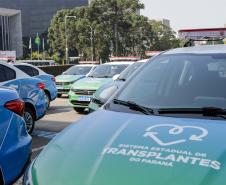 Curitiba, 23 de setembro de 2024 - O governador Carlos Massa Ratinho Junior realiza a entrega de veículos destinados ao serviço de transporte de órgãos.