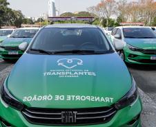 Curitiba, 23 de setembro de 2024 - O governador Carlos Massa Ratinho Junior realiza a entrega de veículos destinados ao serviço de transporte de órgãos.