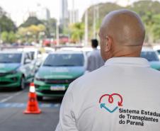 Curitiba, 23 de setembro de 2024 - O governador Carlos Massa Ratinho Junior realiza a entrega de veículos destinados ao serviço de transporte de órgãos.